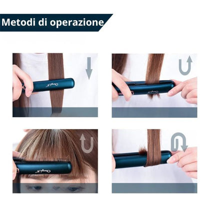 Mini Piastra per capelli portatile - ckeyin 2 in 1- Lisci o ondulati