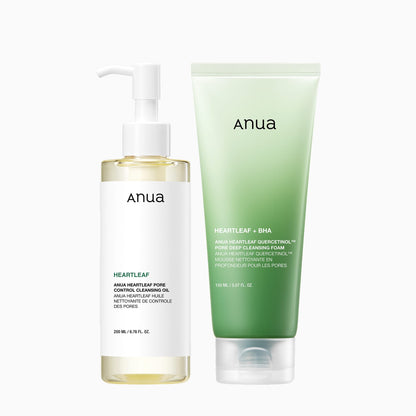 Anua Double Cleansing Duo Set – Doppia Detersione Coreana per una Pelle Pulita, Liscia e Radiosa